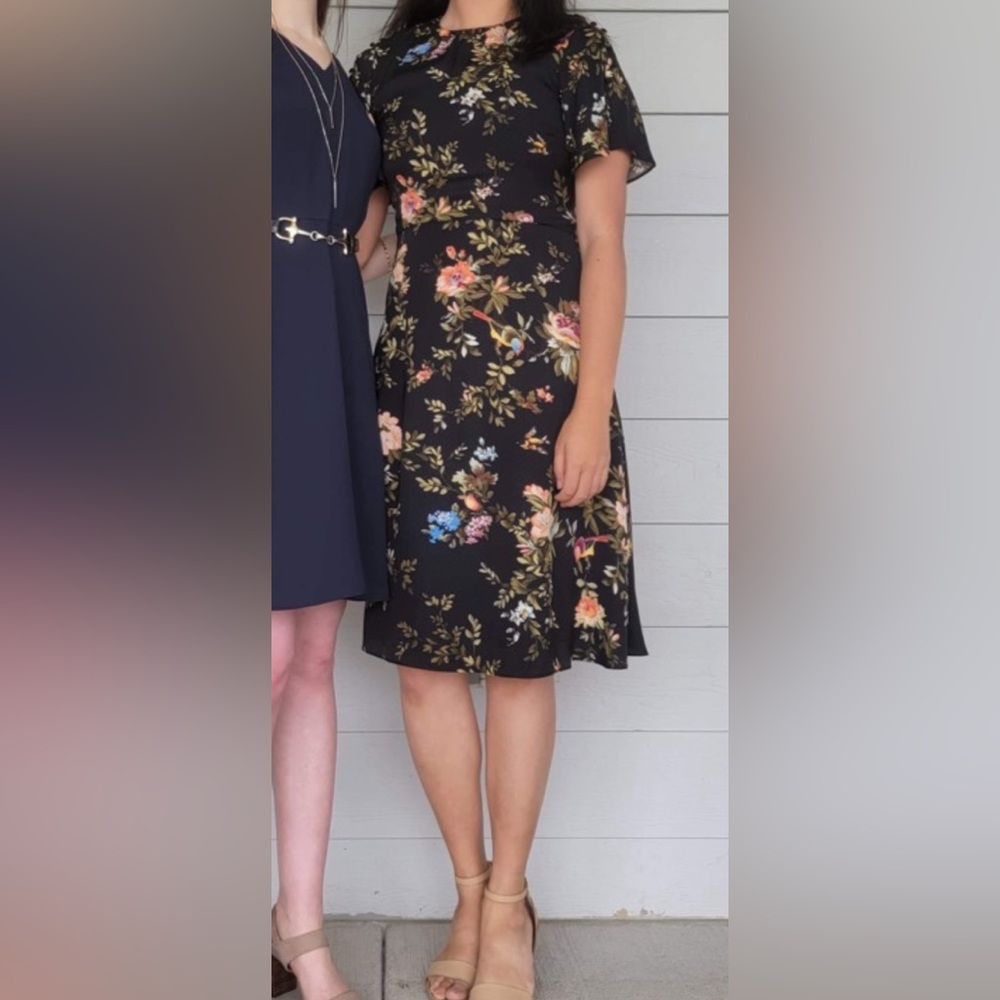 Black floral H&M cocktail dress